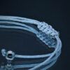 Noeud du Bracelet en pierres naturelles avec Œil de Tigre, Pierre de Lune et Hématite, monté sur fil macramé ajustable.